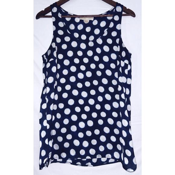 Michael Kors Women's Medium Navy Blue & White Polka Dot Sleeveless Top69 - Picture 1 of 5